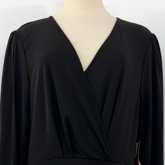 Ralph Lauren Surplice Wrap Front Ruffle Stretch Jersey Dress Black 16 NWT - Picture 4 of 10